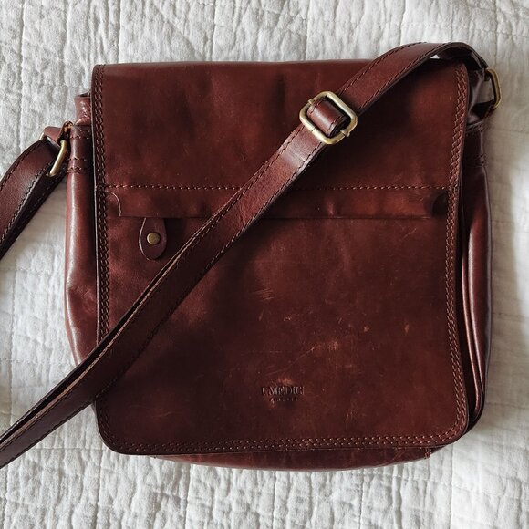 Vintage I Medici Brown Leather Crossbody Bag - Authentic Tuscan Craftsmanship - Picture 1 of 15